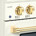 Hallman Bold Series 36 Inch Dual Fuel Freestanding Range With Brass Trim Knobs and Light Button
