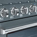 Hallman Bold Series 36 Inch Dual Fuel Freestanding Range With Chrome Trim Knobs