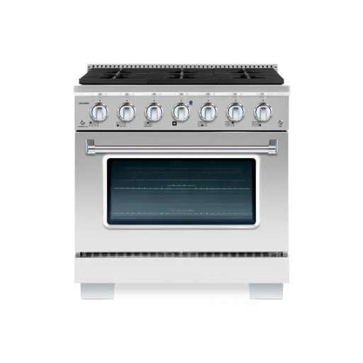 Hallman Bold Series 36 Inch Dual Fuel Freestanding Range With Chrome Trim Stainless Steel