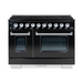 Hallman Bold Series 48 Inch Dual Fuel Freestanding Range With Chrome Trim Glossy Black