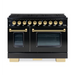 Hallman Bold Series 48 Inch Gas Freestanding Range With Brass Trim Glossy Black
