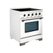 Hallman Classico 30 Inch Induction Range In White With Black Stainless Trim Side View