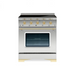 Hallman Classico 30 Inch Induction Range With Brass Trim Stainless Steel