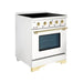 Hallman Classico 30 Inch Induction Range With Brass Trim White Side View