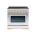Hallman Classico 36 Inch Induction Range With Brass Trim Stainless Steel