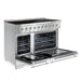 Hallman Classico 48 Inch Induction Range With Chrome Trim Stainless Steel Side View Open