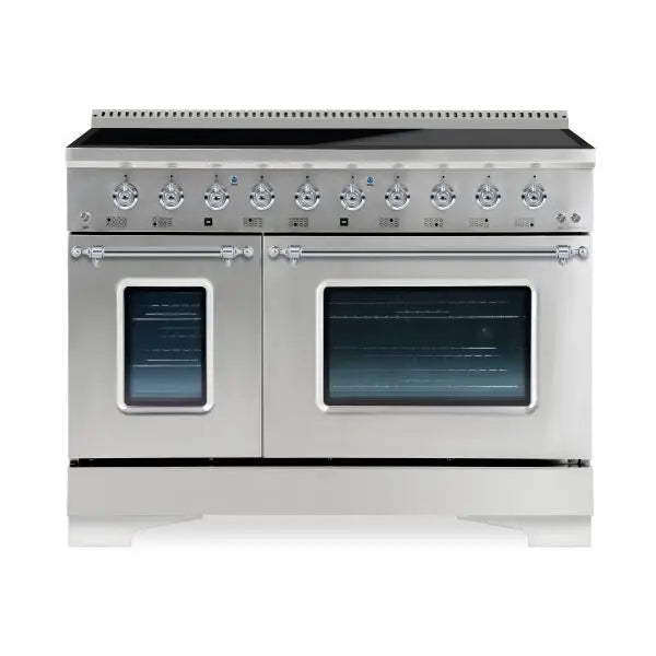 Hallman Classico 48 Inch Induction Range With Chrome Trim Stainless Steel
