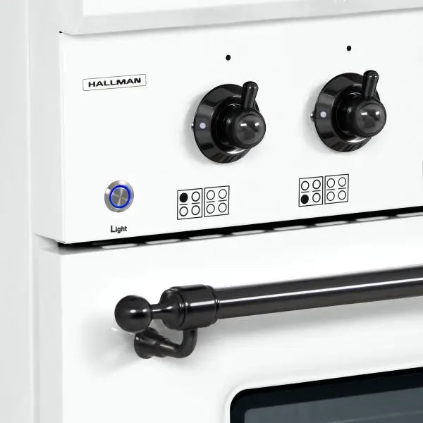 Hallman Classico Series 30 Inch Gas Freestanding Range With Bronze Trim Knobs and Button Light