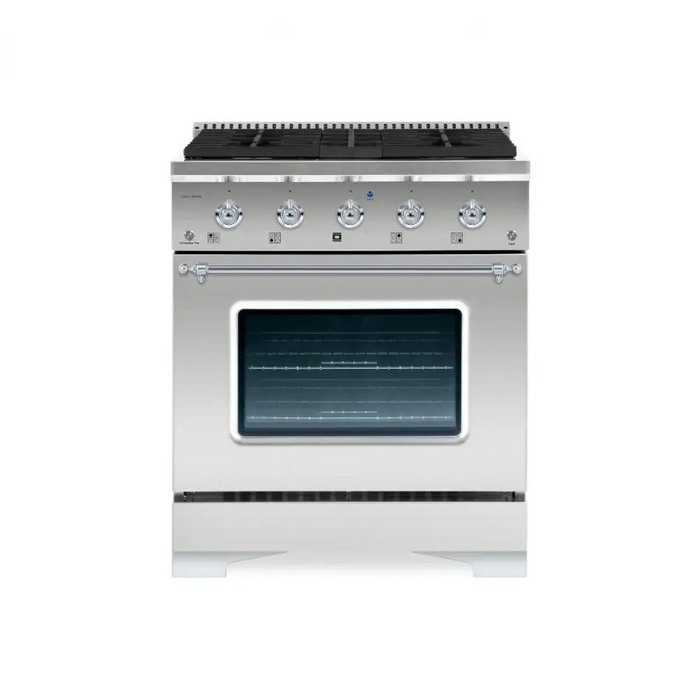 Hallman Classico Series 30 Inch Gas Freestanding Range With Chrome Trim Stainless Steel