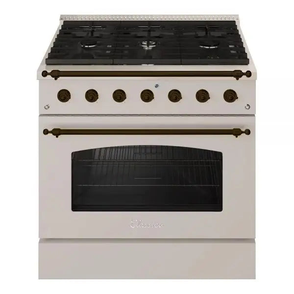 Hallman Classico Series 36 Inch Gas Freestanding With Bronze Trim Stainless Steel