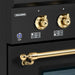 Hallman Classico Series 48 Inch Dual Fuel Freestanding Range With Brass Trim Knobs and Light Button