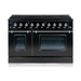 Hallman Classico Series 48 Inch Dual Fuel Freestanding Range With Chrome Trim Glossy Black