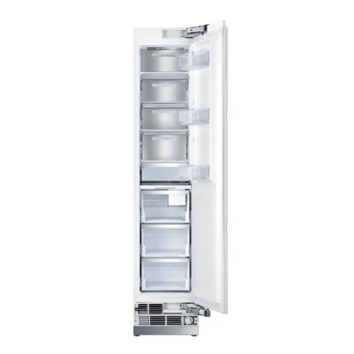 Hallman Industries 18 Inch 8.6 CU. FT. Integrated Column Freezer Refrigerator Built In, with Automatic Ice Maker, Right and Left Hinge in Bold Chrome Trim with Stainless Steel Panel Right Hand Inner View