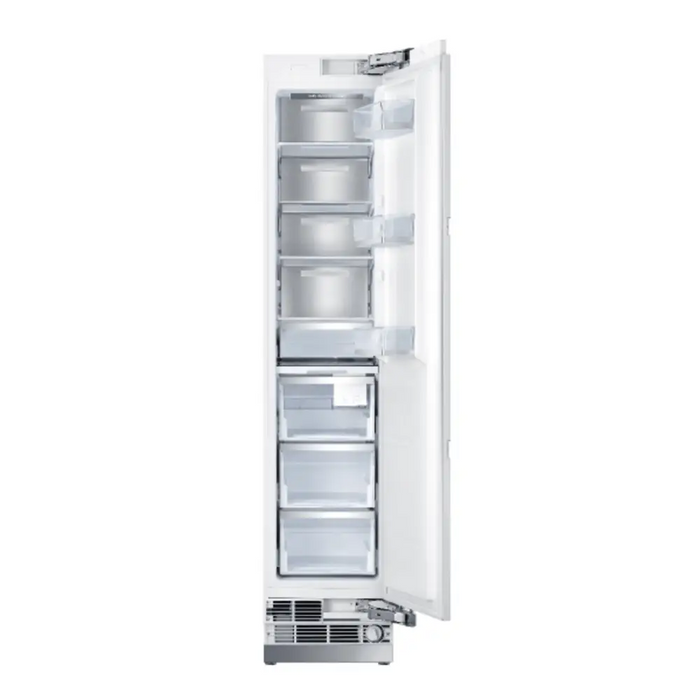 Hallman Industries 18 Inch 8.6 CU. FT. Integrated Column Freezer Refrigerator Built In, with Automatic Ice Maker, and Hinge in Bold Brass Trim with Stainless Steel Panel Right Hand Inner View