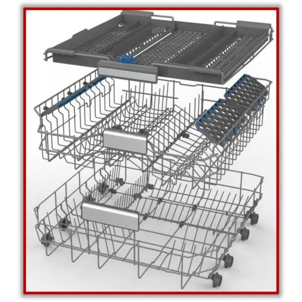 Hallman Industries 24 Inch 42 Decibel Dishwasher with Adjustable Rack, Tall Tub in Stainless Steel, Chorm Trim, and Bold Chrome Handle Rack