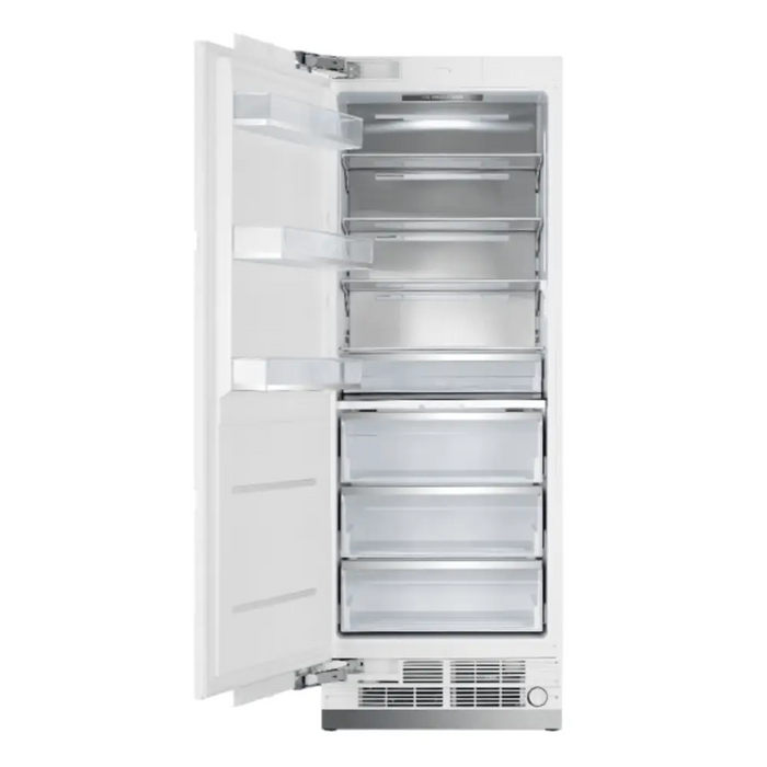 Hallman Industries 30 Inch 16.6 CU. FT. Built-In Integrated Column Refrigerator with Water Dispenser Classico Chrome Trim with Stainless Steel Panel Left Hand Inner View