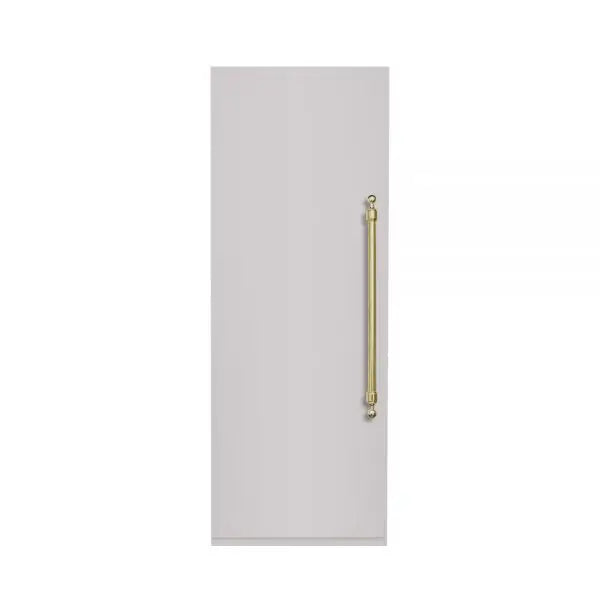 Hallman Industries 30 Inch 16.6 CU. FT. Built-In Integrated Column Refrigerator with Water Dispenser Classico Brass Trim with Stainless Steel Panel Left Hand