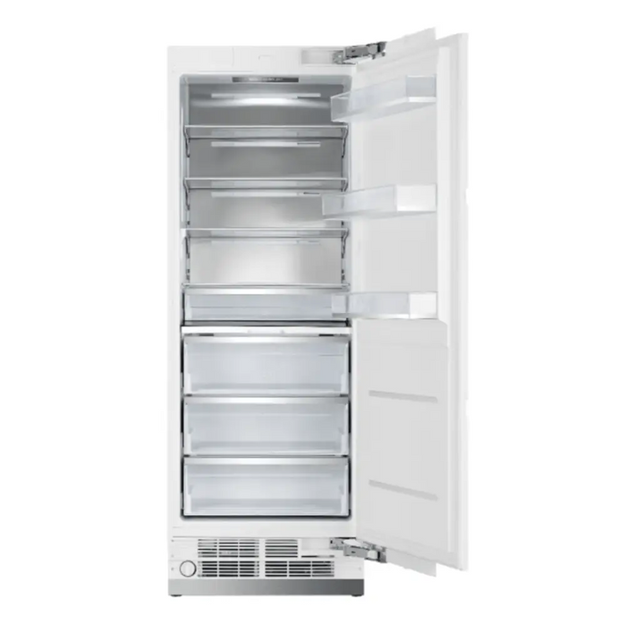 Hallman Industries 30 Inch 16.6 CU. FT. Built-In Integrated Column Refrigerator with Water Dispenser Classico Chrome Trim with Stainless Steel Panel Right Hand Inner View