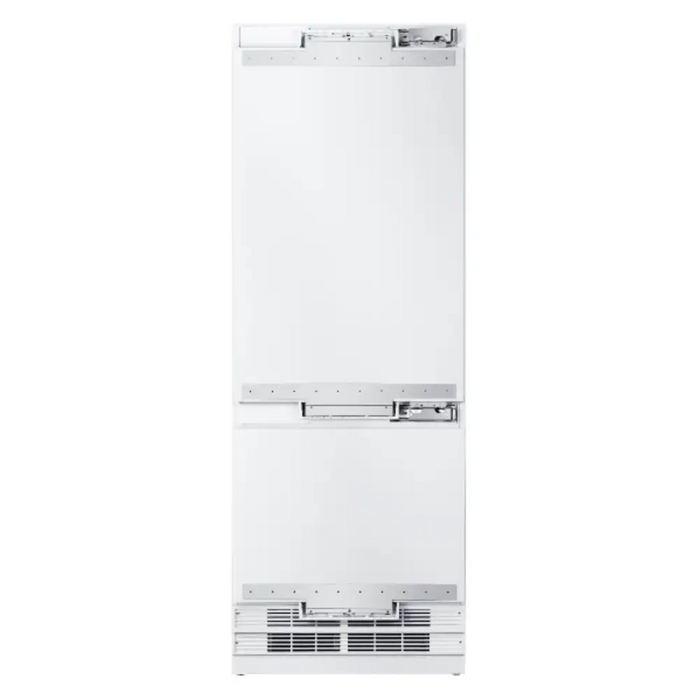 Hallman Industries 30 Inch Bottom Mount Freezer Refrigerator Built In, with Interior Filtered Water Dispenser and Automatic Ice Maker, and Hinge in Bold Bronze Trim with Stainless Steel Panel Without Trim