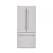 Hallman Industries 36 Inch Built-In French Door, Bottom Mounted Freezer with Water Despenser Automatic Ice Maker Classico Chrome Handles Stainless Steel