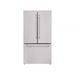 Hallman Industries 36 Inch Freestanding French Door, Counter Depth Refrigerator with Bottom Freezer Automatic Ice Maker Classico Chrome Handles Stainless Steel