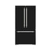 Hallman Industries 36 Inch Freestanding French Door, Counter Depth Refrigerator with Bottom Freezer Automatic Ice Maker Classico Chrome Handles Glossy Black