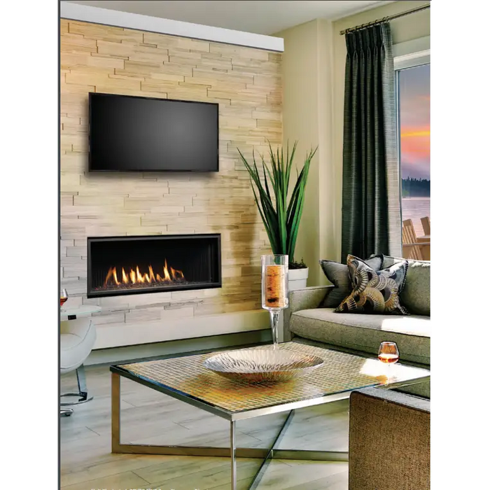 Kingsman ZCVRB47 47 Inch Zero Clearance Direct Vent Gas Fireplace in IPI Ignition Living Area