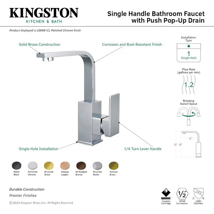 Kingston Brass Claremont LS8463CL Single-Handle 1-Hole Deck