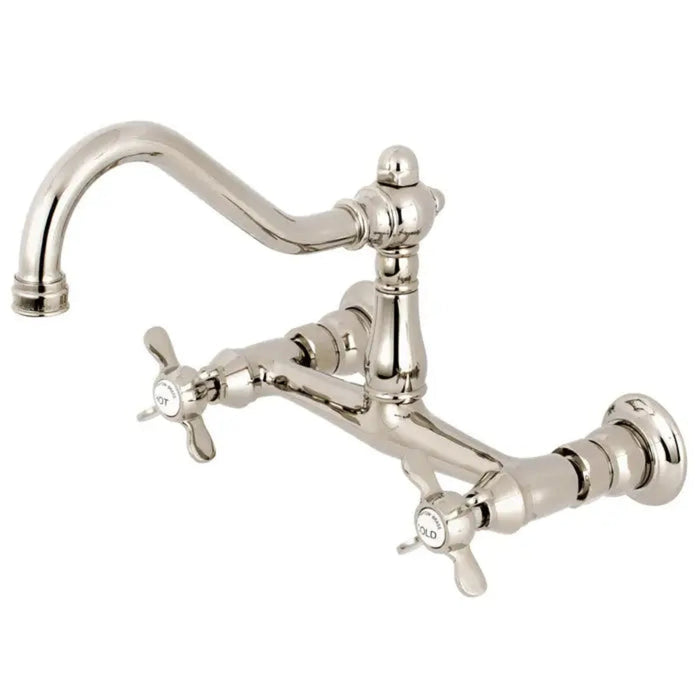 Kingston Brass Essex KS3241BEX Two-Handle 2-Hole Wall Mount Bathroom Faucet Polished Nickel