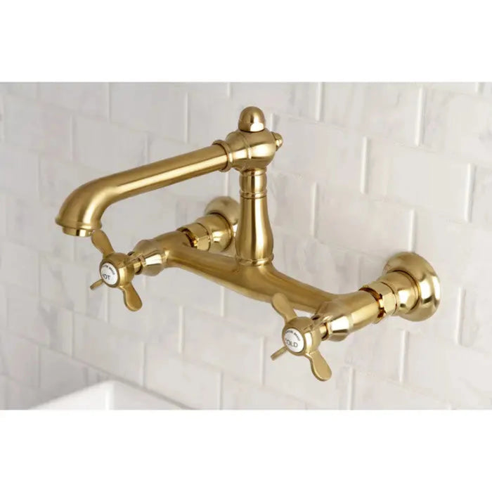 Kingston Brass Essex KS7246BEX Two-Handle 2-Hole Wall Mount Bathroom Faucet Brushed Brass