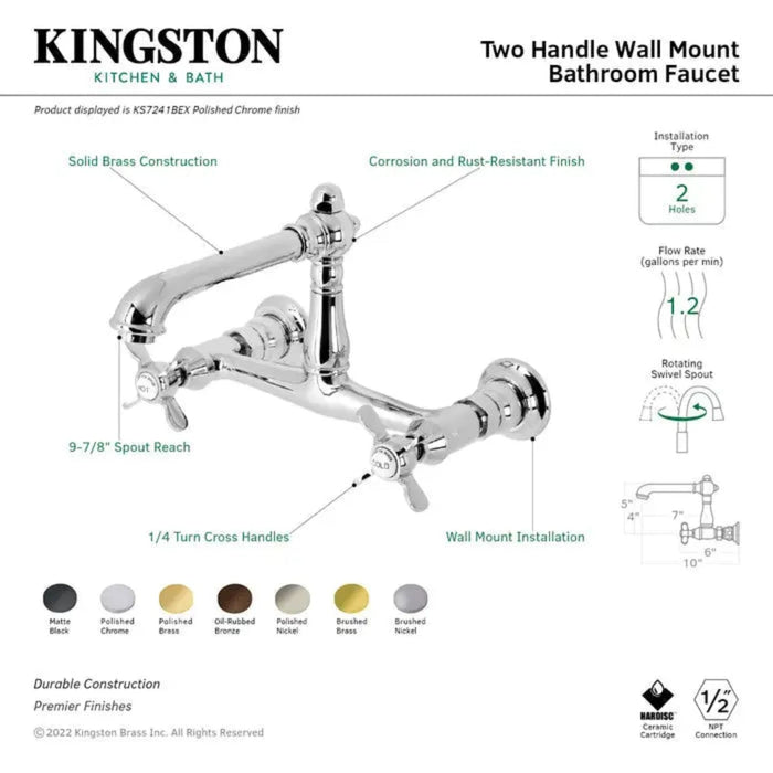 Kingston Brass Essex KS7246BEX Two-Handle 2-Hole Wall Mount Bathroom Faucet Parts