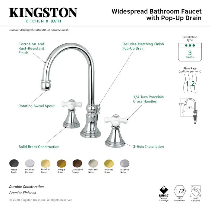 Kingston Brass Governor KS2980PX Two-Handle 3-Hole Deck