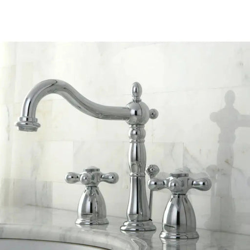Kingston Brass Heritage KB1970AX Two-Handle 3-Hole Deck Widespread Bathroom Faucet Polished Chrome