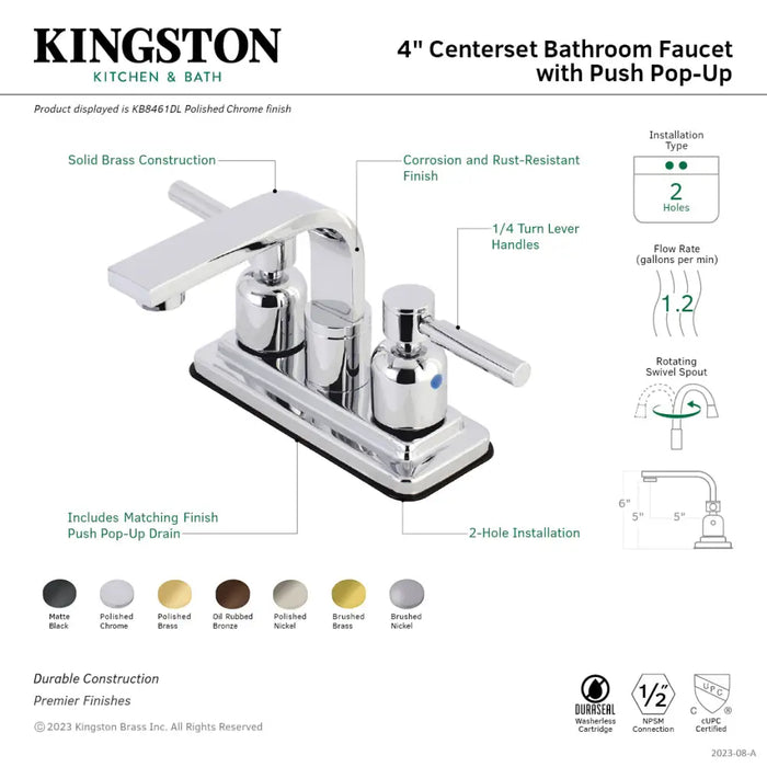 Kingston Brass kb846xdl-P Concord Two-Handle 2-Hole Deck