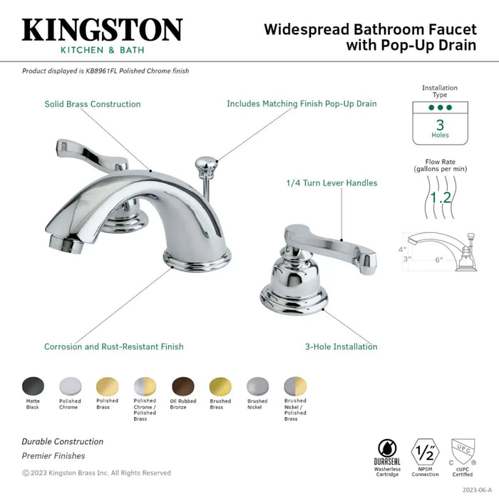 Kingston Brass KB896XFL-P Two-handle 3-hole Deck Mount