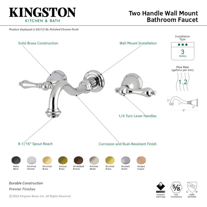 Kingston Brass KS312XAL-P Vintage Two-handle 2-hole Wall