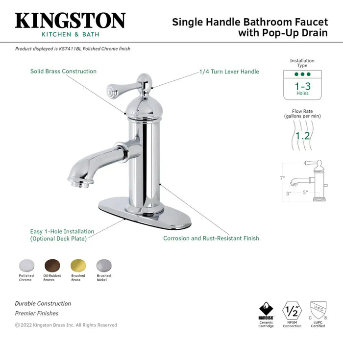Kingston Brass KS741XBL-P Single-handle 1-hole Deck Mount