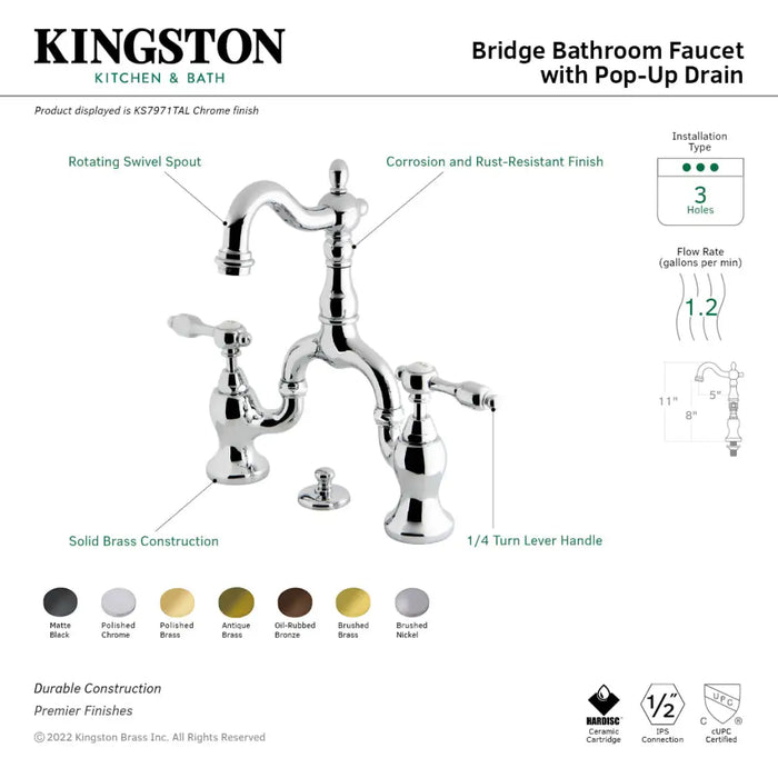 Kingston Brass ks797xtal-P Tudor Two-Handle 3-Hole Deck
