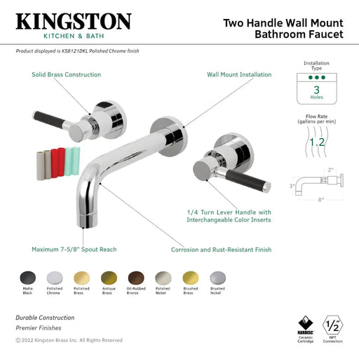 Kingston Brass KS812XDKL-P Two-handle 3-hole Wall Mount