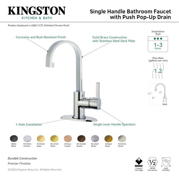 Kingston Brass LS821XCTL-P Continental Single-handle 1-hole