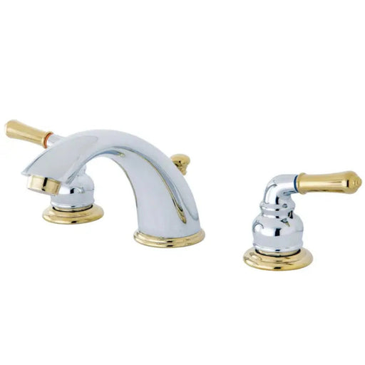 Kingston Brass Magellan GKB962 Two-Handle 3-Hole Deck Mount Mount Widespread Bathroom Faucet Polished Chrome/Polished Brass