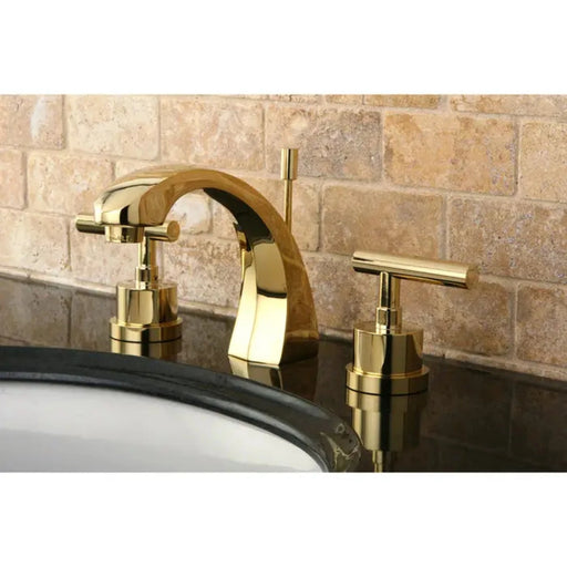 Kingston Brass Manhattan KS4982CML Two-Handle 3-Hole Deck Widespread Bathroom Faucet Polished Brass