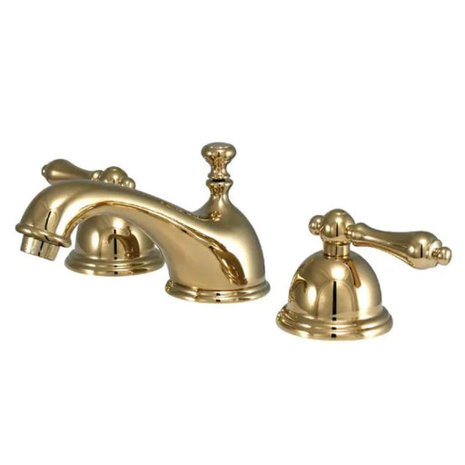 Kingston Brass Restoration KS3962AL Two-Handle 3-Hole Deck Mount Widespread Bathroom Faucet Polished Brass