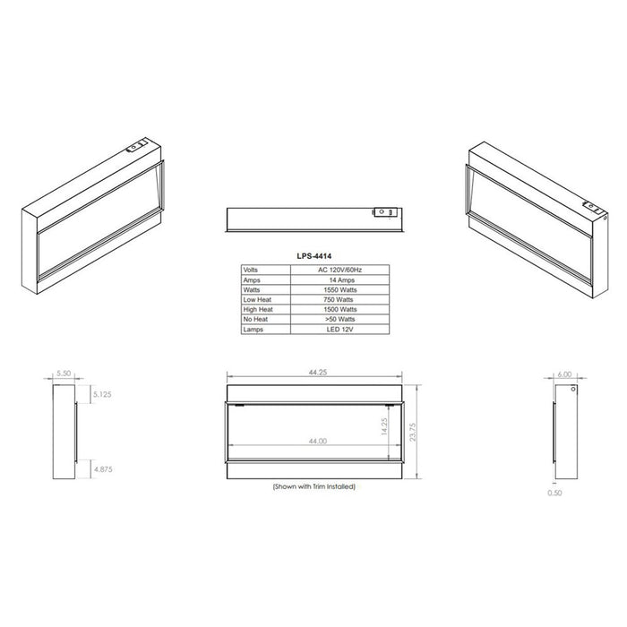 Modern Flames LPS-4414 44 Inch Landscape Pro Slim Built In Electric Fireplace