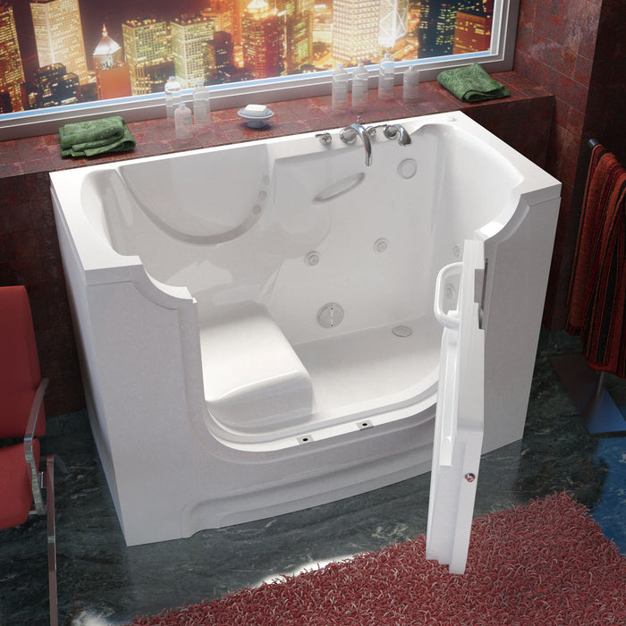 MediTub 3060WCARWH Wheelchair Accessible 30 x 60 Right Drain White Whirlpool Jetted Bathtub