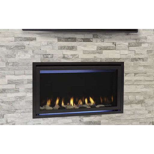 Majestic 32 Inch Jade Linear Contemporary Direct Vent Natural Gas Fireplace with IntelliFire Touch Ignition System Front View