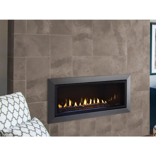 Majestic 42 Inch Jade Linear Contemporary Direct Vent Gas Fireplace with IntelliFire Touch Ignition System Side View