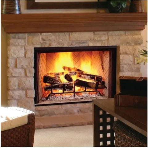 Majestic 50" Biltmore Radiant Wood Burning Fireplace with Herringbone Brick Pattern