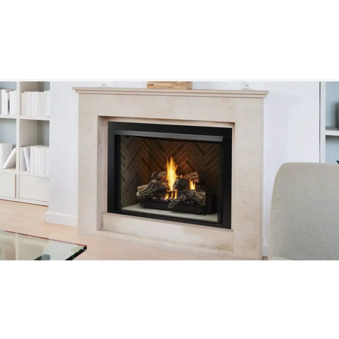 Monessen Lo-Rider 36 Inch LCUF Clean Face Vent Free Gas Firebox with Multitonal Gray Panels Side View