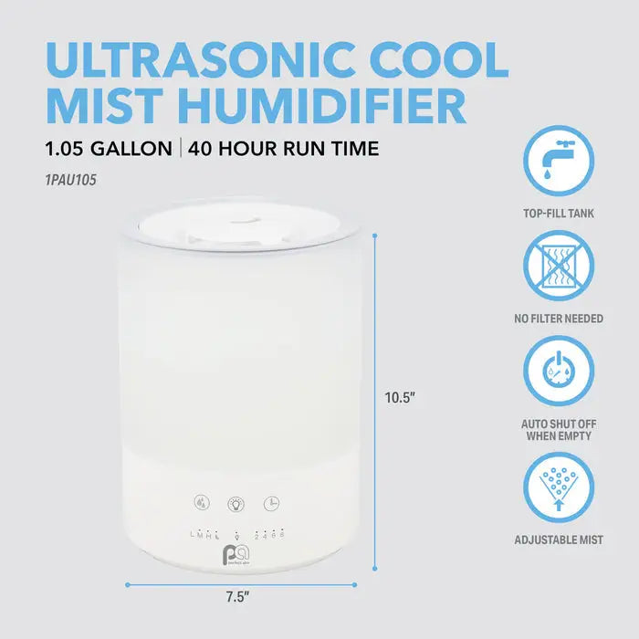 Perfect Aire 1.05 Gallon Top-Fill Ultrasonic Cool Mist